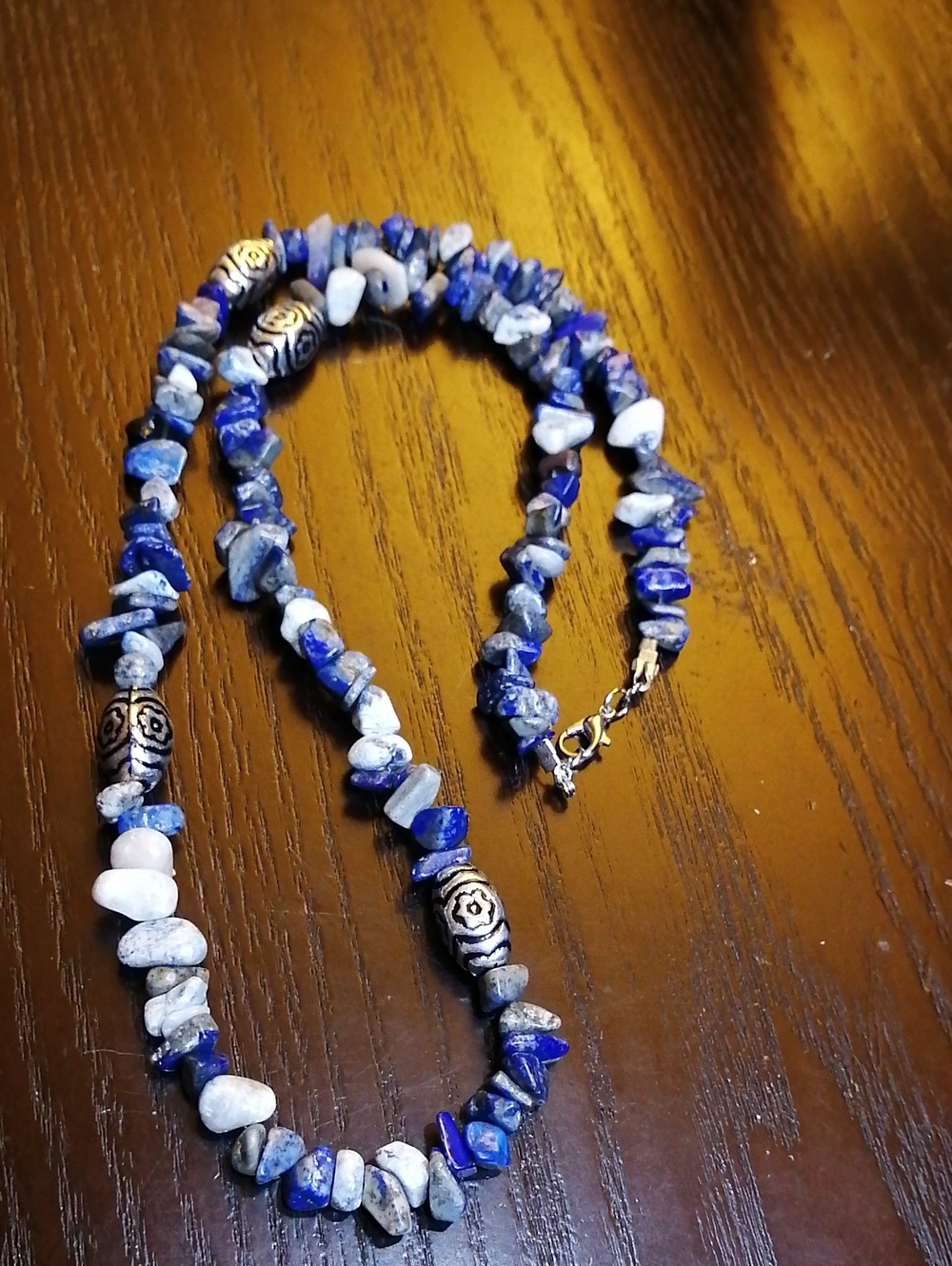 Boho Style Lapis Lazuli Stone Chips Necklace 24.5" Long
